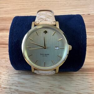Kate Spade Metro Grand 1YRU0844 Quartz Watch – Gold Tone, Quilted Leather Strap